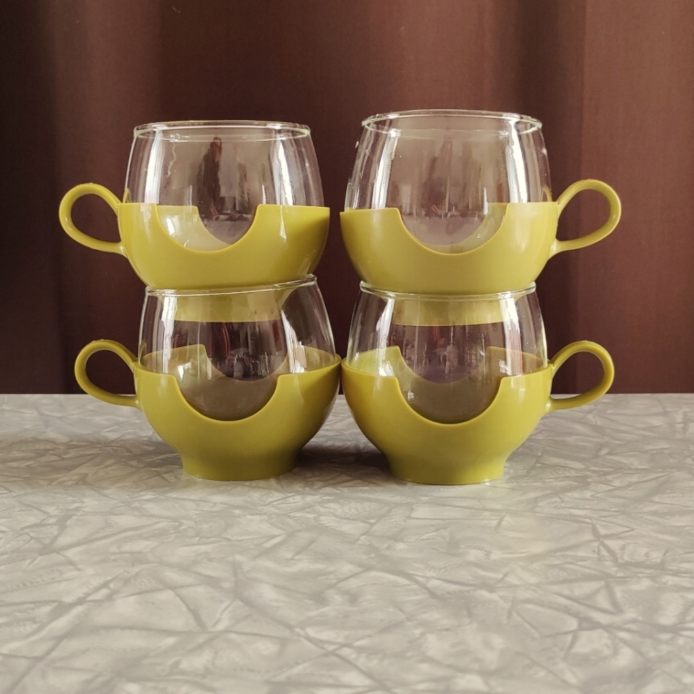 Set of Four Avocado 🥑 Green | Pyrex | Roly Poly Mugs | 8 oz